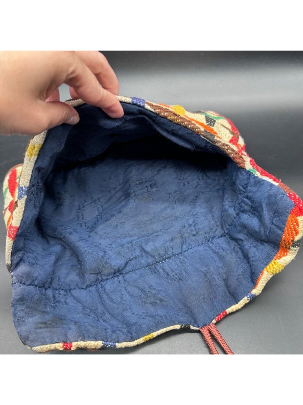 Vintage Clutch Handbag 1940s Woven Rainbow Purse Cosmetics Hosiery Mid Century - Picture 4 of 12